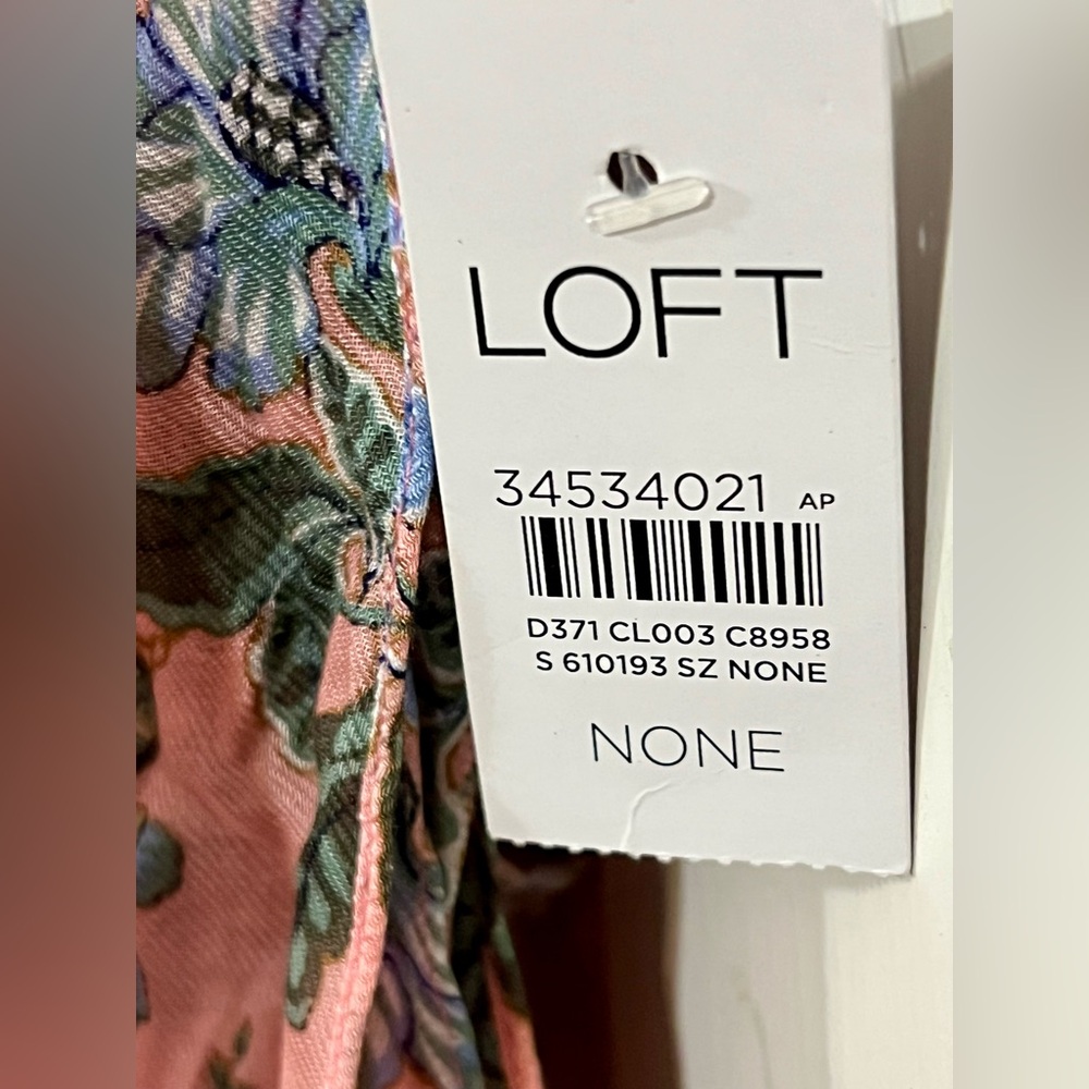 LOFT Scarf New With Tags Pink Floral - Picture 2 of 3